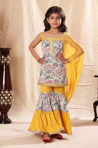 Embellished Floral Print Sharara Set