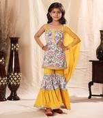 Embellished Floral Print Sharara Set