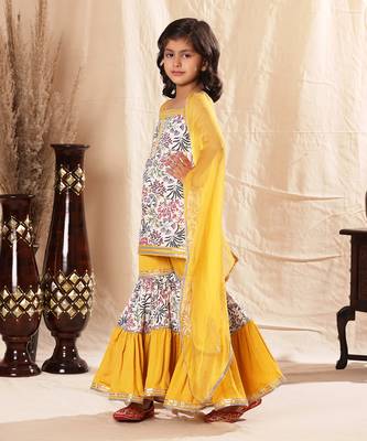 Embellished Floral Print Sharara Set 2