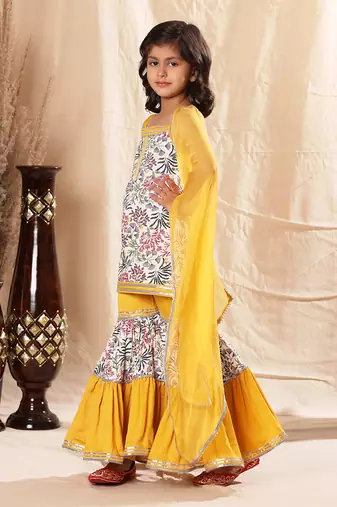 Embellished Floral Print Sharara Set