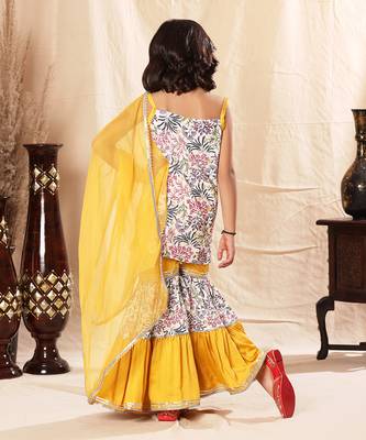Embellished Floral Print Sharara Set 3