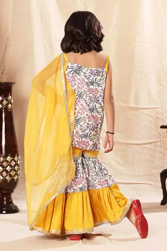 Embellished Floral Print Sharara Set