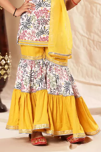 Embellished Floral Print Sharara Set