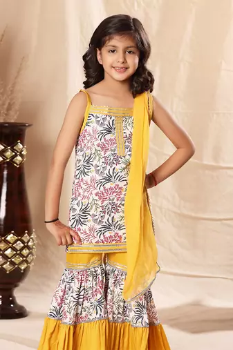 Embellished Floral Print Sharara Set