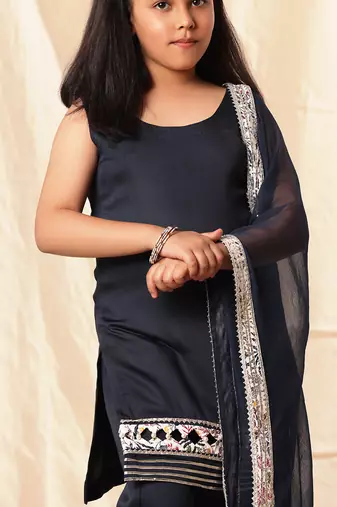Navy Blue Embellished  Kurta Set
