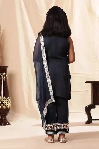 Navy Blue Embellished  Kurta Set