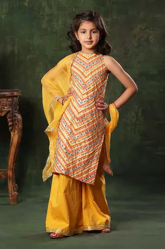 Chevron Linear Pattern  Kurta With Palazzo Set