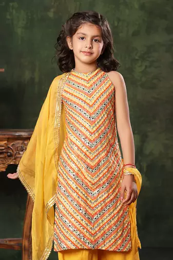 Chevron Linear Pattern  Kurta With Palazzo Set