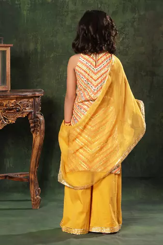 Chevron Linear Pattern  Kurta With Palazzo Set
