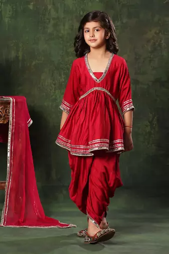 Mirror Lace Work Peplum Top With Patiala Salwar Set