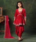 Mirror Lace Work Peplum Top With Patiala Salwar Set