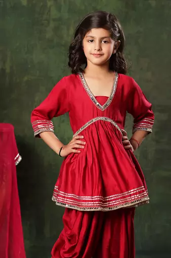 Mirror Lace Work Peplum Top With Patiala Salwar Set