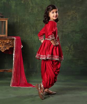 Mirror Lace Work Peplum Top With Patiala Salwar Set 4