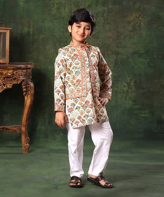 Geometric Print Jacket And  Kurta Set 1