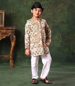 Geometric Print Jacket And  Kurta Set