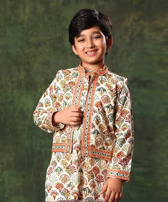 Geometric Print Jacket And  Kurta Set 2