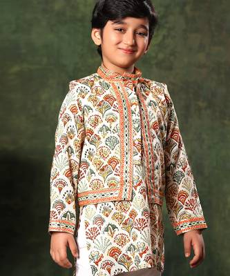 Geometric Print Jacket And  Kurta Set 3