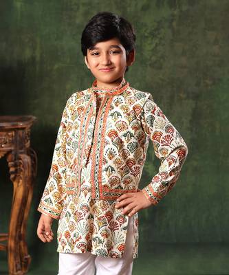 Geometric Print Jacket And  Kurta Set 4