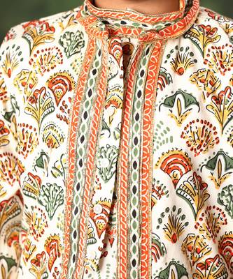 Geometric Print Jacket And  Kurta Set 6