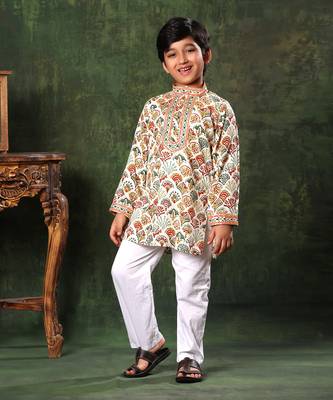 Geometric Print Kurta And Pyjama Set 1