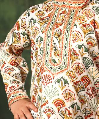 Geometric Print Kurta And Pyjama Set 5