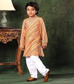Linear Print Kurta And White Pyjama Set