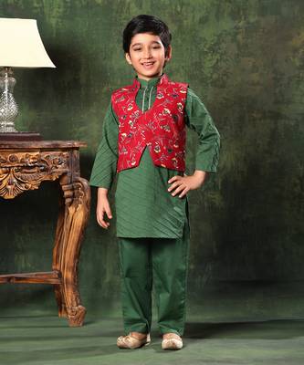 Printed Jacket With Floral Paithani Kurta Set 1