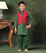 Printed Jacket With Floral Paithani Kurta Set