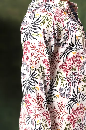 White Floral Print Kurta With Pyjama Set