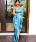 Sky Blue Woven Art Silk Saree With Blouse Piece