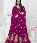 Bollywood Georgette Purple Embroidery And Zari Lehenga Choli