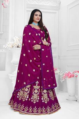 Bollywood Georgette Purple Embroidery And Zari Lehenga Choli 2