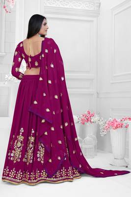 Bollywood Georgette Purple Embroidery And Zari Lehenga Choli 4