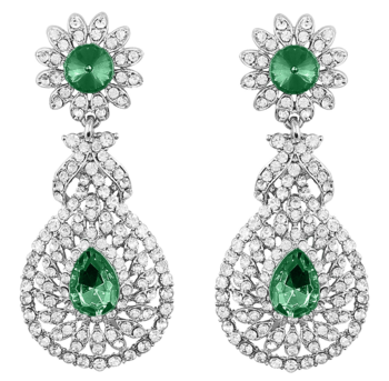 Rhodium Plated American Diamond Sparkling Dangle Earrings for Women  2
