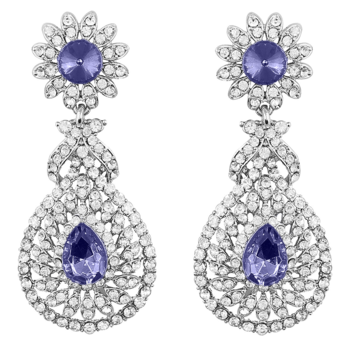 Rhodium Plated American Diamond Sparkling Dangle Earrings for Women  2