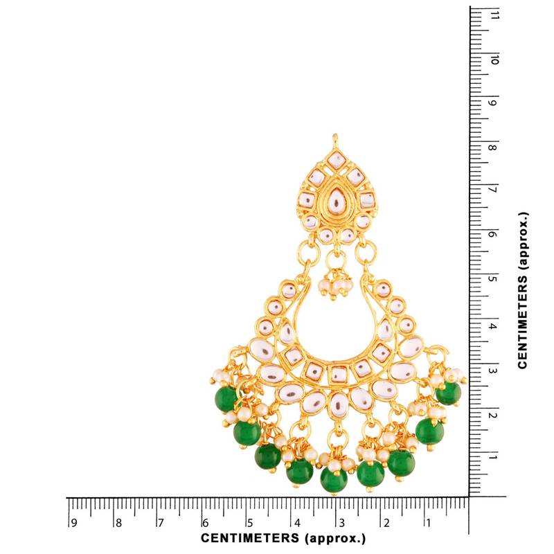 Traditional Kundan & Pearl Earring Set with Maang Tikka for Women 