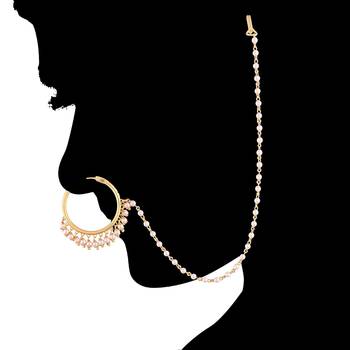 Traditional Ethnic Bridal Nath/Nose Ring Encased With Faux Stones For Women/Girls  2