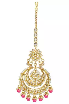 Traditional Kundan Studded with Pearl Maang Tikka for Women/Girls 