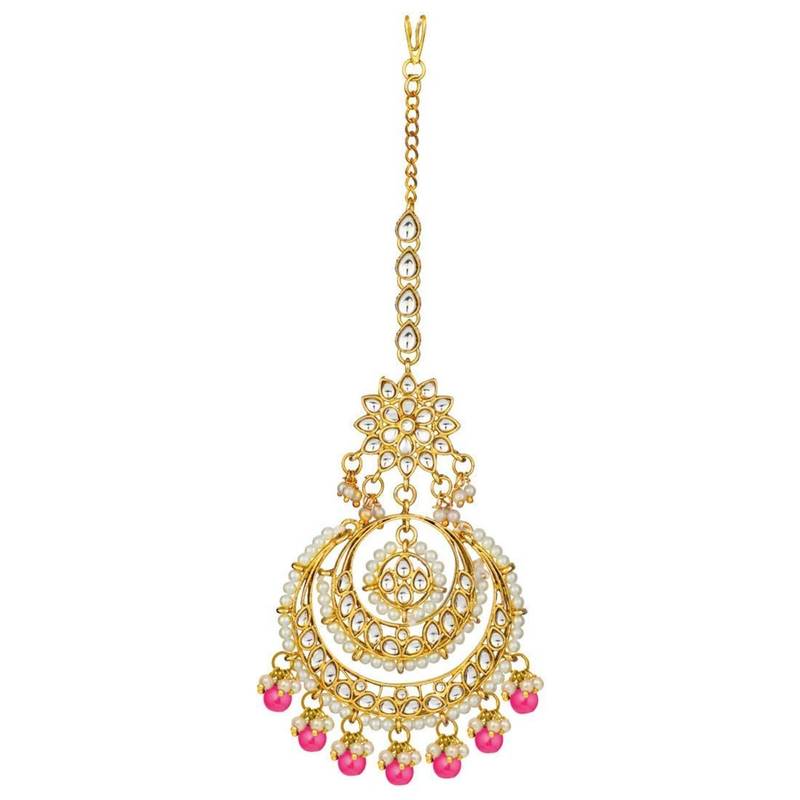 Traditional Kundan Studded with Pearl Maang Tikka for Women/Girls 