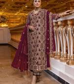 Purple Fox Georgette With Coding Sequence Embroidery+ Work With Stone Work Salwar Kameez