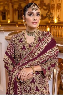 Purple Fox Georgette With Coding Sequence Embroidery+ Work With Stone Work Salwar Kameez 2