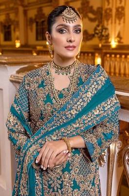 Sky-blue Fox Georgette With Coding Sequence Embroidery+ Work With Stone Work Salwar Kameez 2