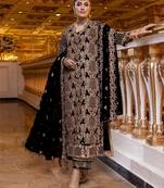 Black Fox Georgette With Coding Sequence Embroidery+ Work With Stone Work Salwar Kameez