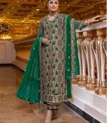 Green Fox Georgette With Coding Sequence Embroidery+ Work With Stone Work Salwar Kameez