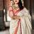Creamy Off-white and Red Zari Border Silk Saree With Blouse