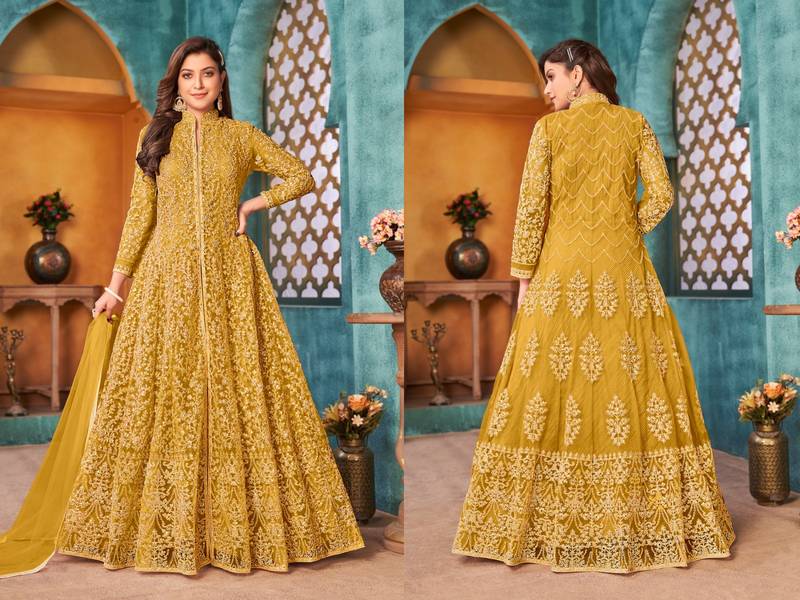 Mustard Yellow Anarkali Salwar Kameez with Dupatta