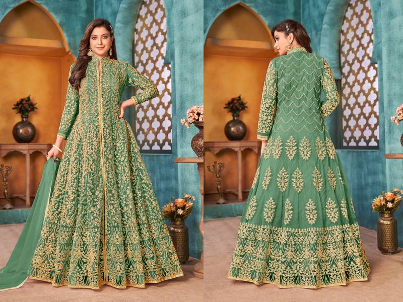 Green Color Heavy Vaishnavi Net With Sequence Coding Work Salwar Suit