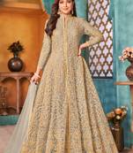 Cream Color Heavy Vaishnavi Net With Sequence Coding Work Salwar Suit