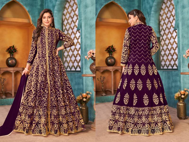Purple Color Heavy Vaishnavi Net With Sequence Coding Work Salwar Suit
