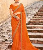 Carrot Orange Bandhani Design Silk Saree With Embroidery Work Blouse